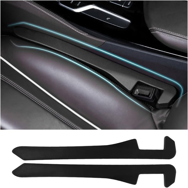 Junecarp 2PCS Car Seat Gap Filler - Elastic Car Seat Gap Filler Organizer Universal for Car Truck Suv Between Seat and Console - Prevent Items from Droping - Add Style to Your Car Accessories (Black/2pcs) - Image 1